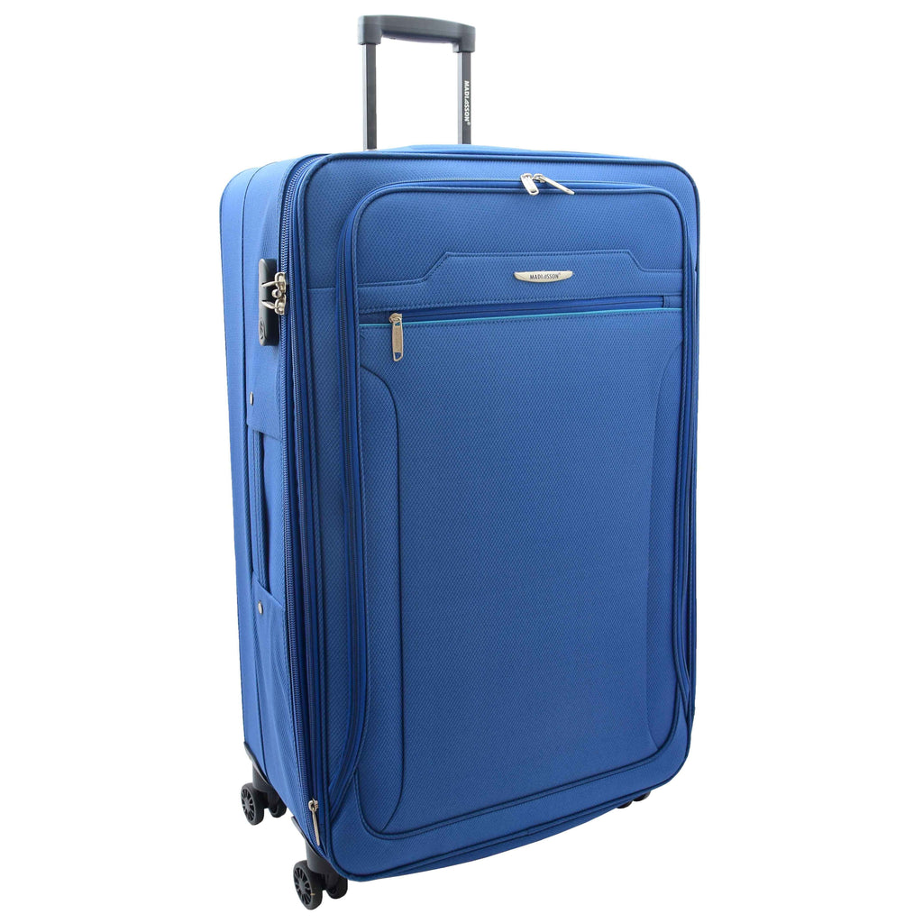 DR524 Expandable Lightweight Soft Luggage Suitcases With Four Wheels Blue 8