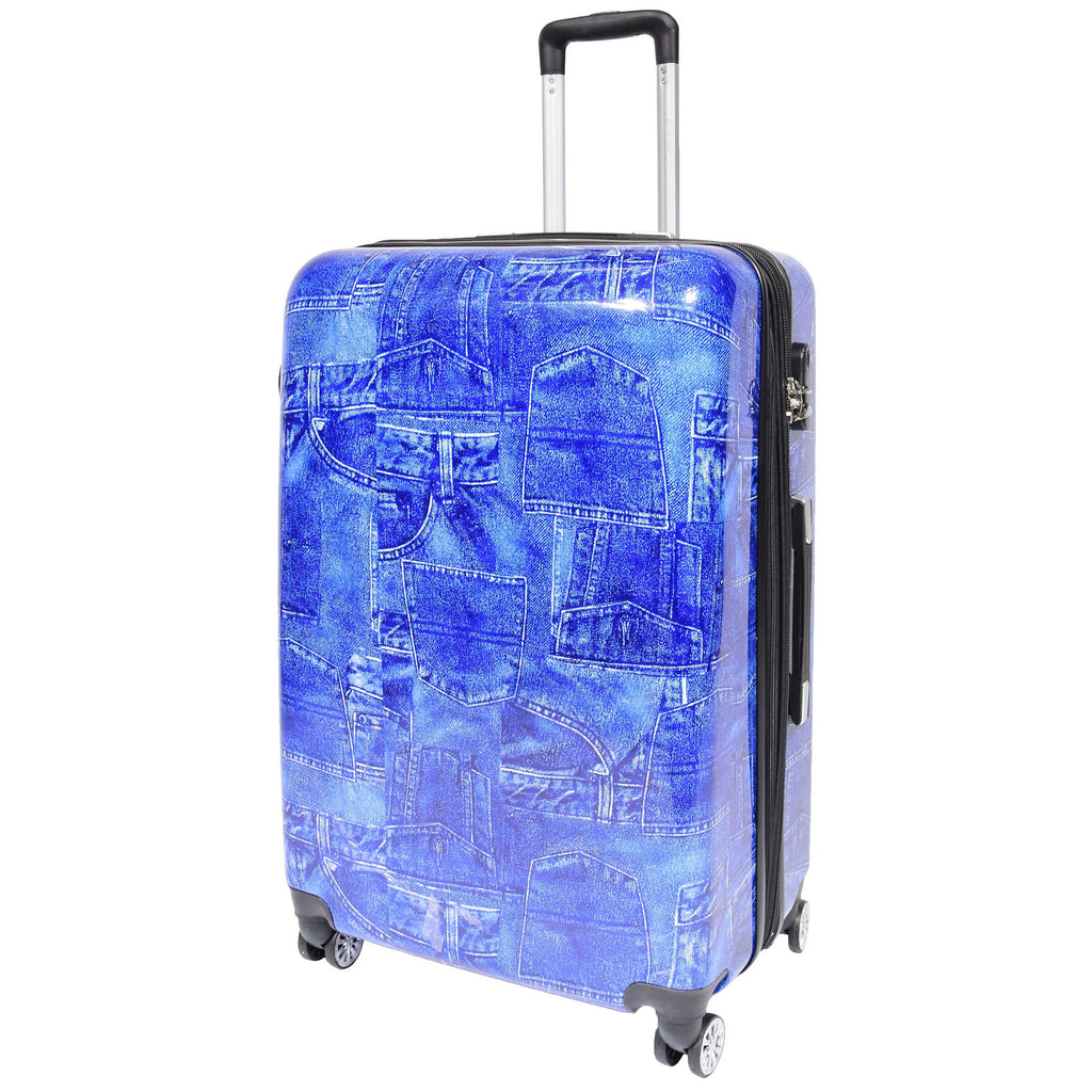 DR634 Jeans Print ABS Hard Four Wheels Luggage Blue 2