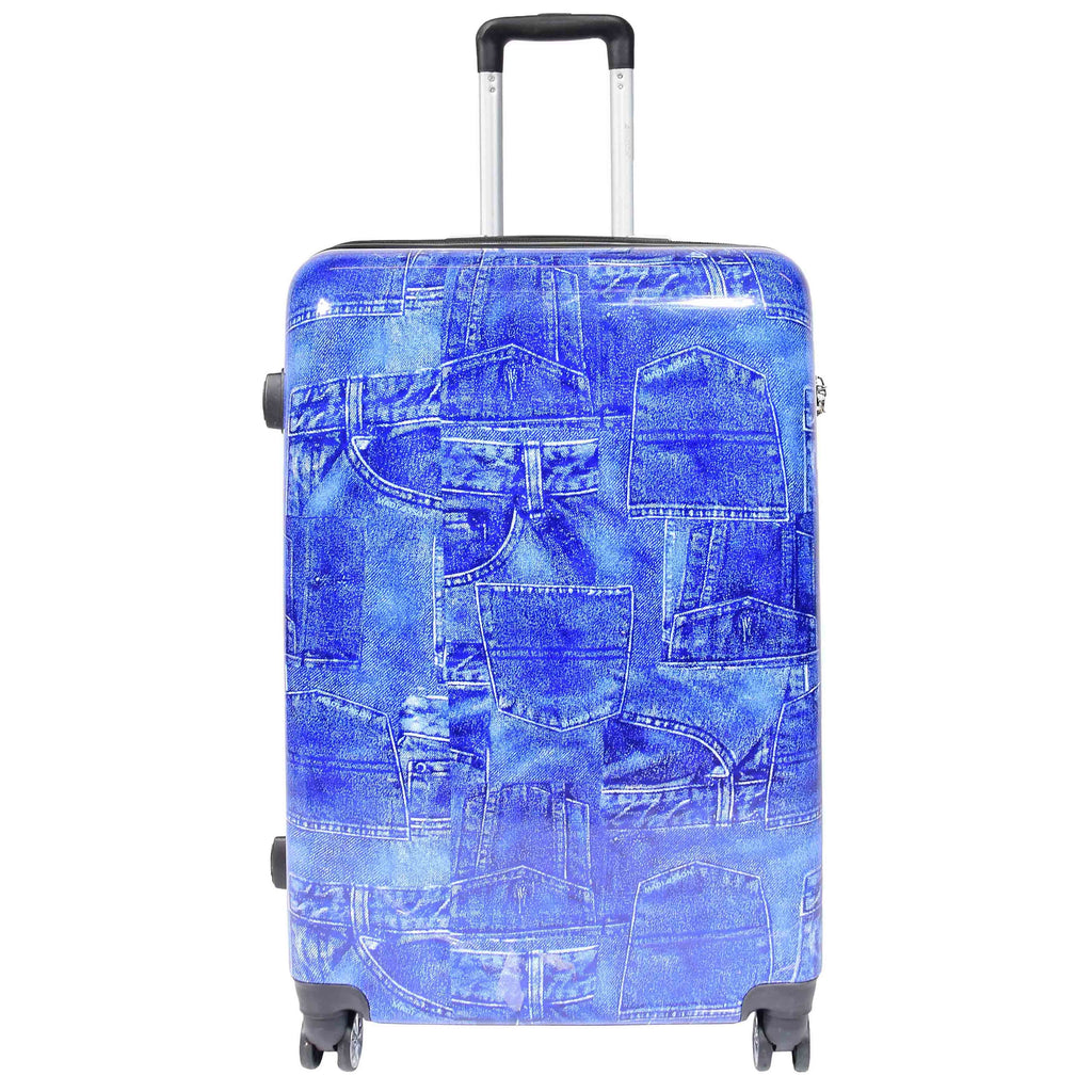 DR634 Jeans Print ABS Hard Four Wheels Luggage Blue 3