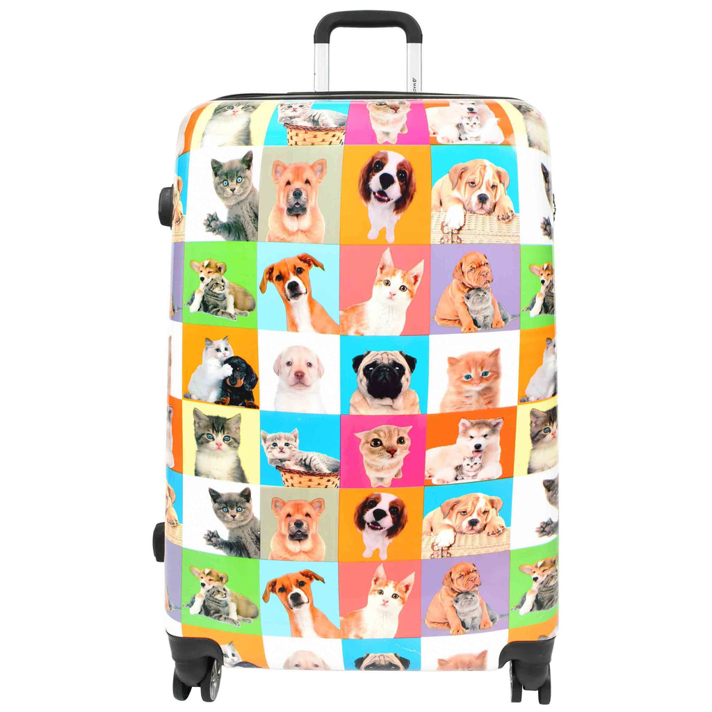 DR628 Hard Shell 4-Wheeled Luggage Dogs and Cats Print Expandable Suitcase 3