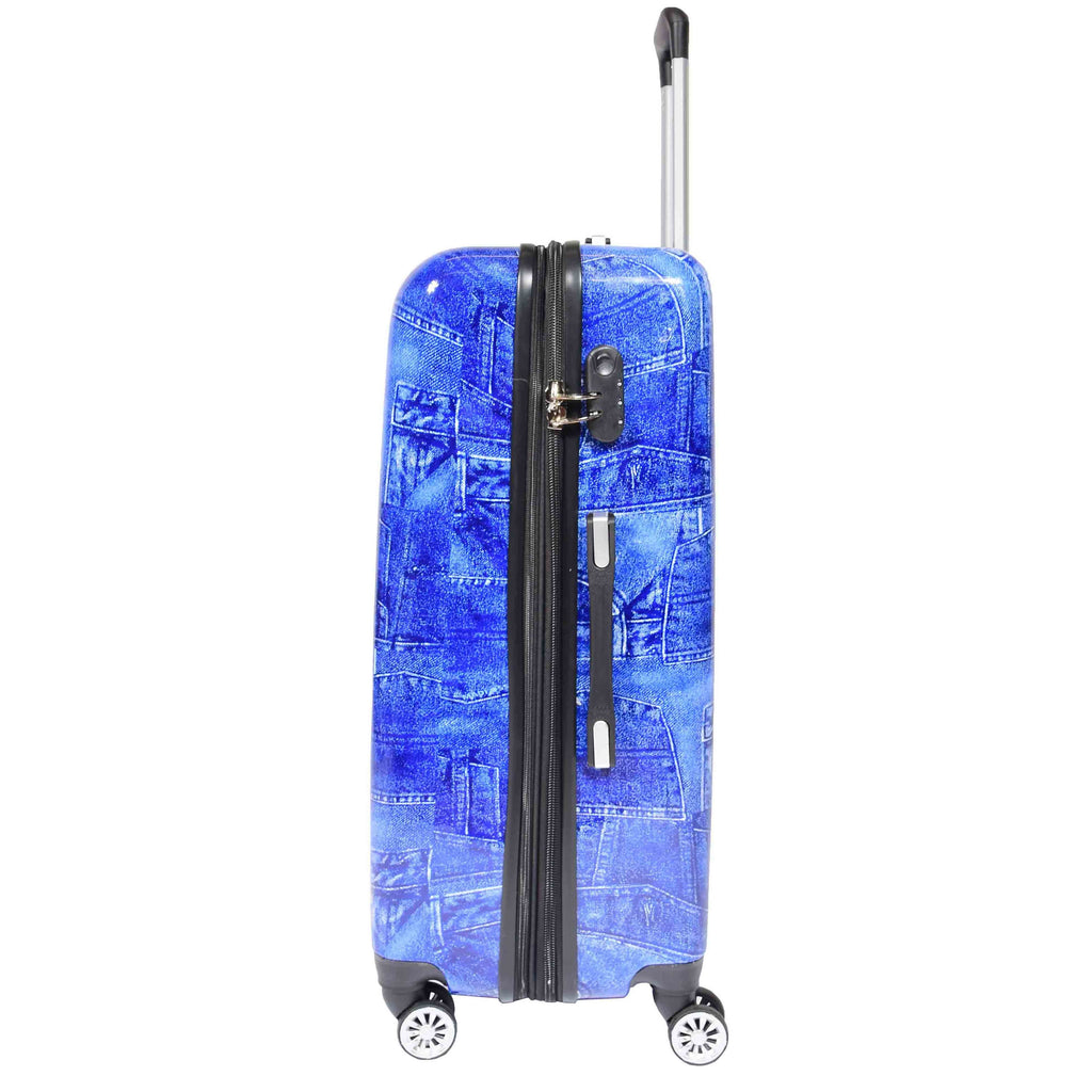 DR634 Jeans Print ABS Hard Four Wheels Luggage Blue 4