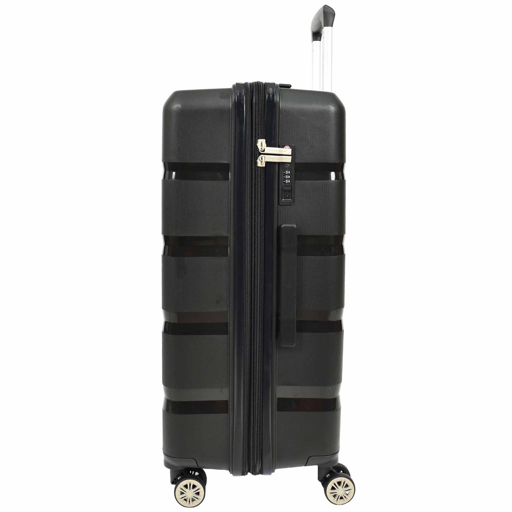 DR646 Expandable Travel Suitcases Hard Shell Four Wheel PP Luggage Black 4