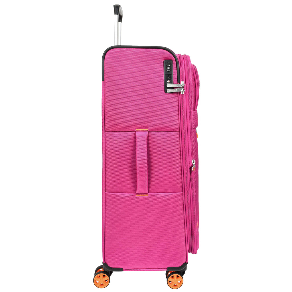 DR627 Eight Spinner Wheeled Soft Expandable Suitcase Pink 4