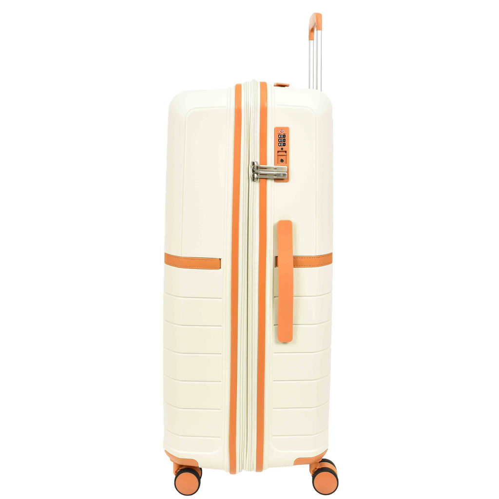 DR626 Hard Shell Expandable Suitcases Wheeled Luggage Milky 4