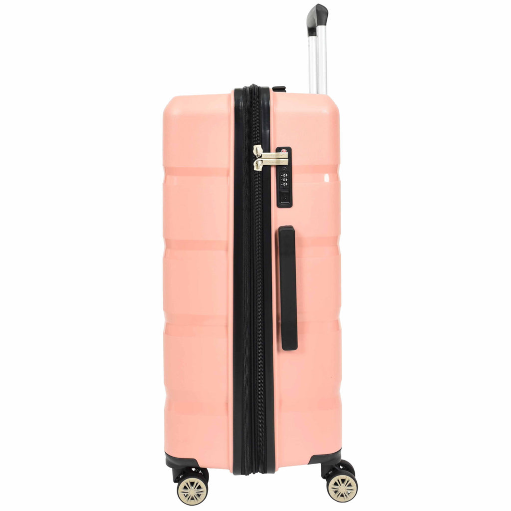 DR646 Expandable Travel Suitcases Hard Shell Four Wheel PP Luggage Rose Gold 4