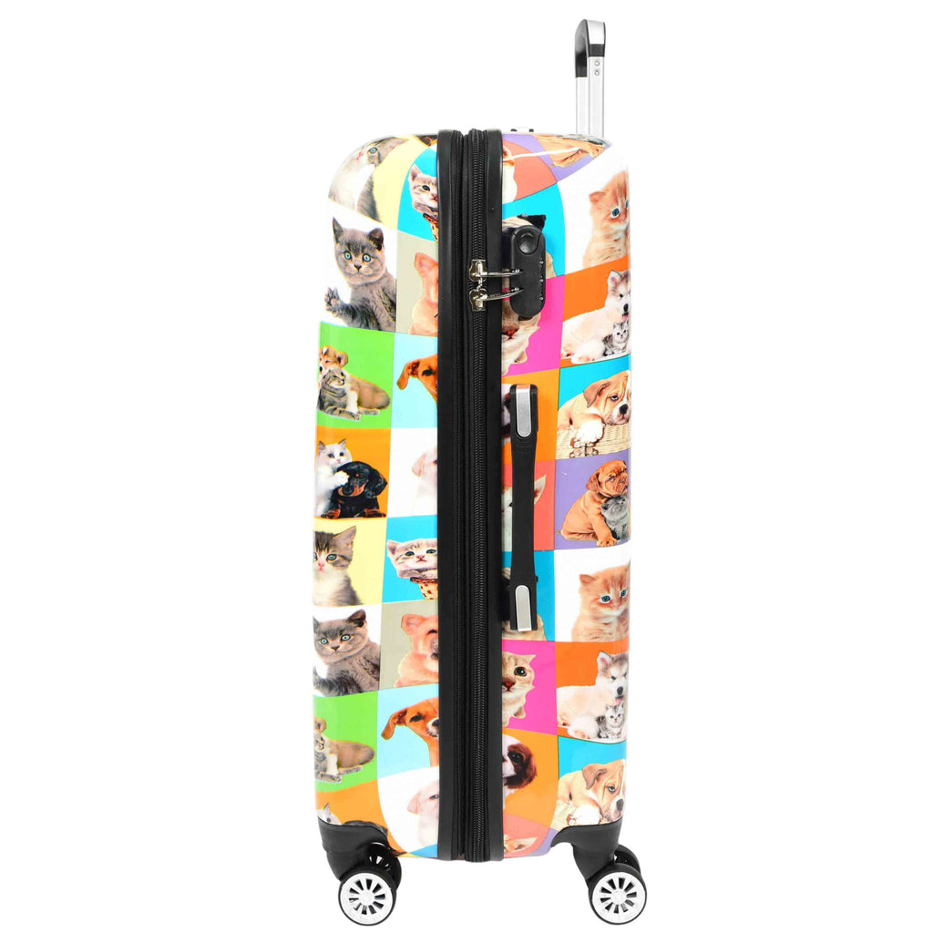 DR628 Hard Shell 4-Wheeled Luggage Dogs and Cats Print Expandable Suitcase 4
