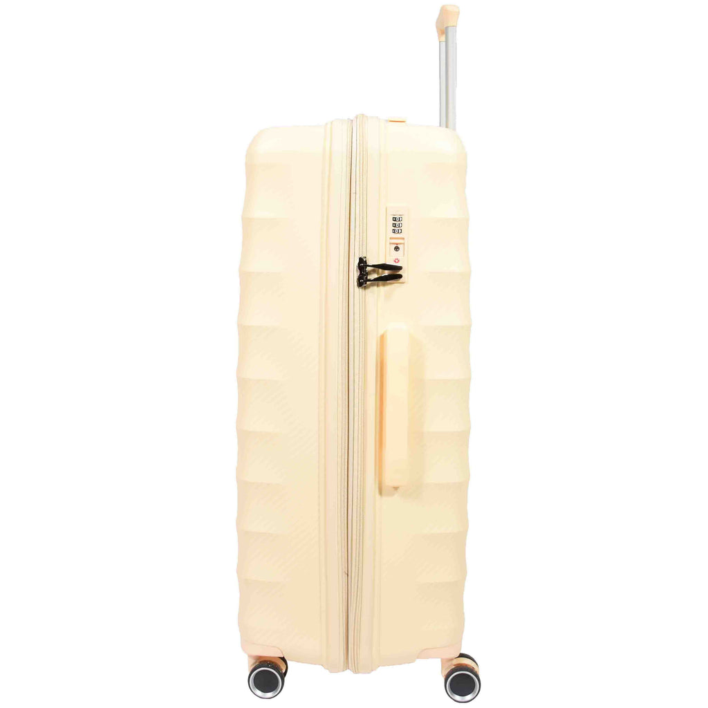 DR541 Expandable ABS Luggage With 8 Wheels Off White 4
