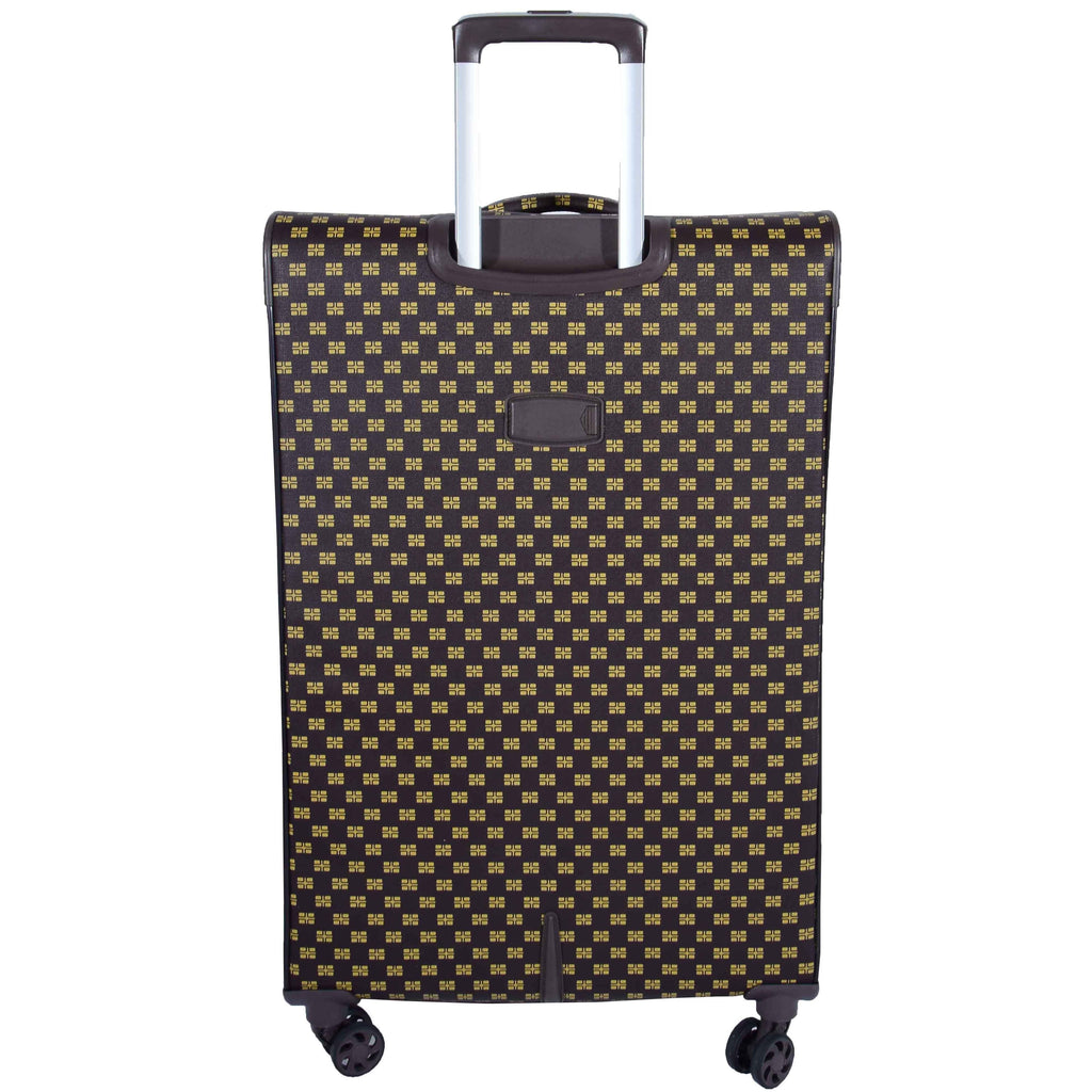 DR545 Expandable Soft Case 4 Wheeled PVC Luggage Brown 5