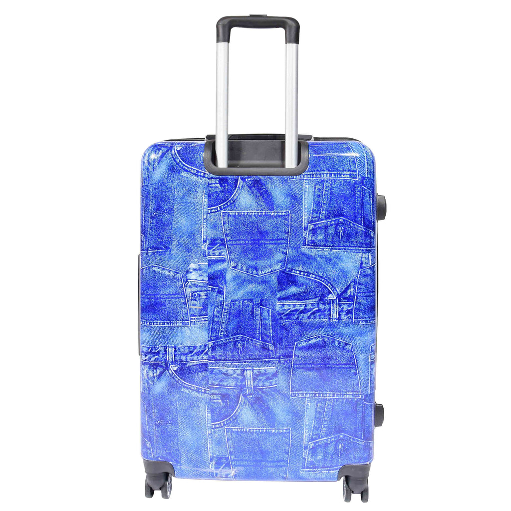 DR634 Jeans Print ABS Hard Four Wheels Luggage Blue 5