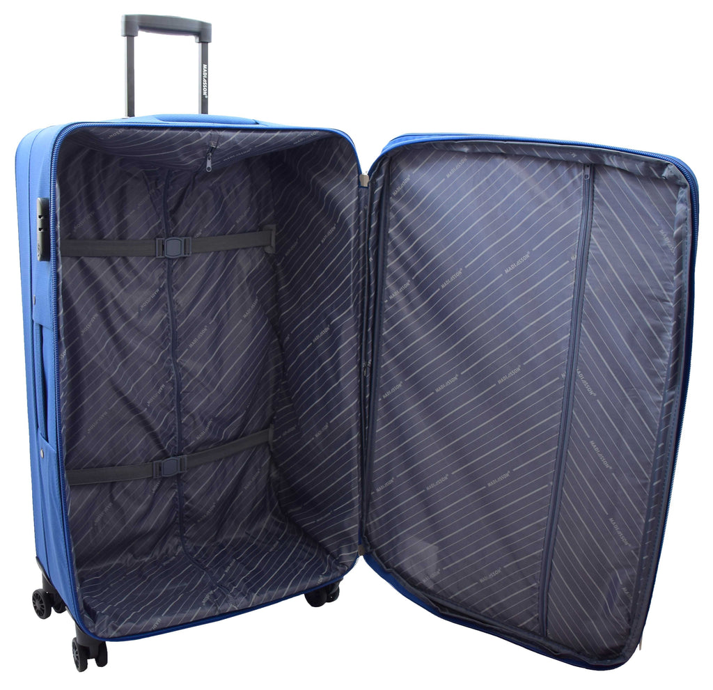DR524 Expandable Lightweight Soft Luggage Suitcases With Four Wheels Blue 12