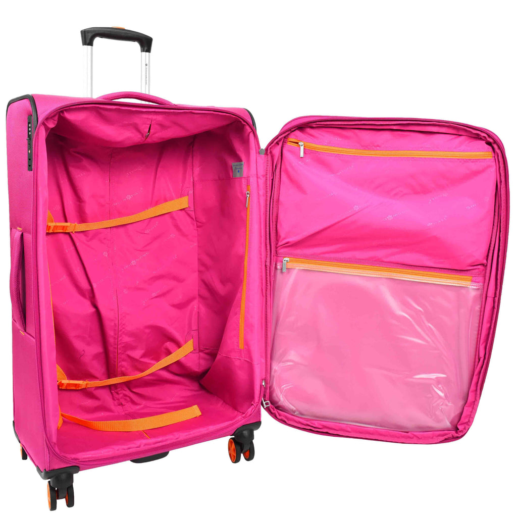 DR627 Eight Spinner Wheeled Soft Expandable Suitcase Pink 6