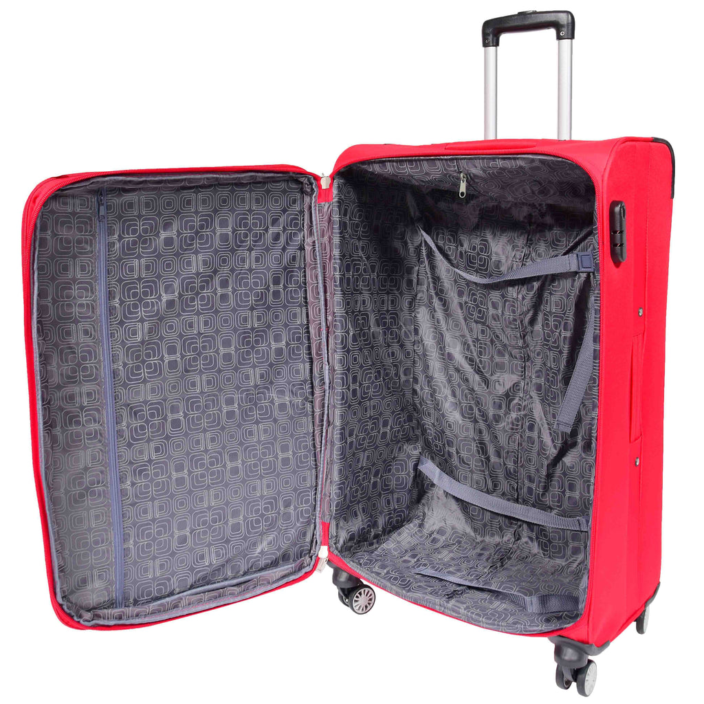 DR549 Expandable 8 Spinner Wheel Soft Luggage Red 6