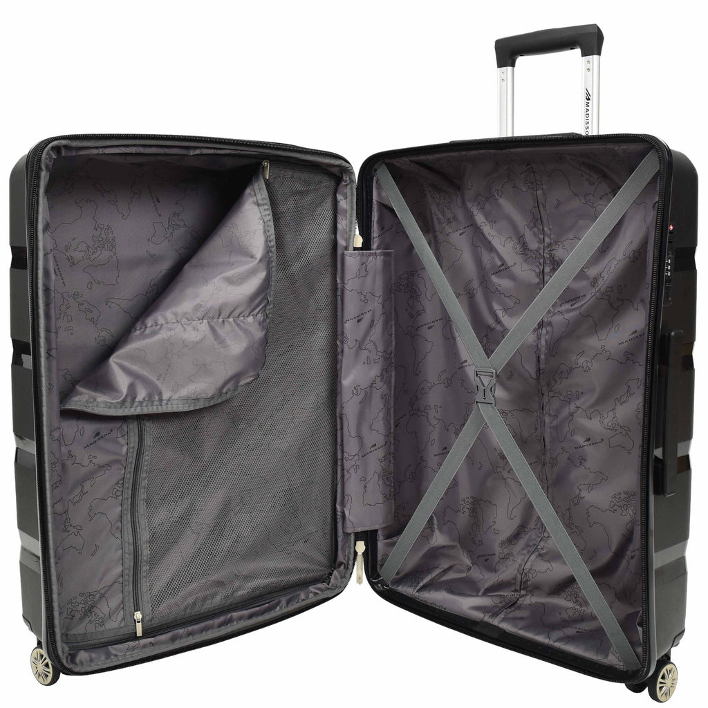 DR646 Expandable Travel Suitcases Hard Shell Four Wheel PP Luggage Black 6