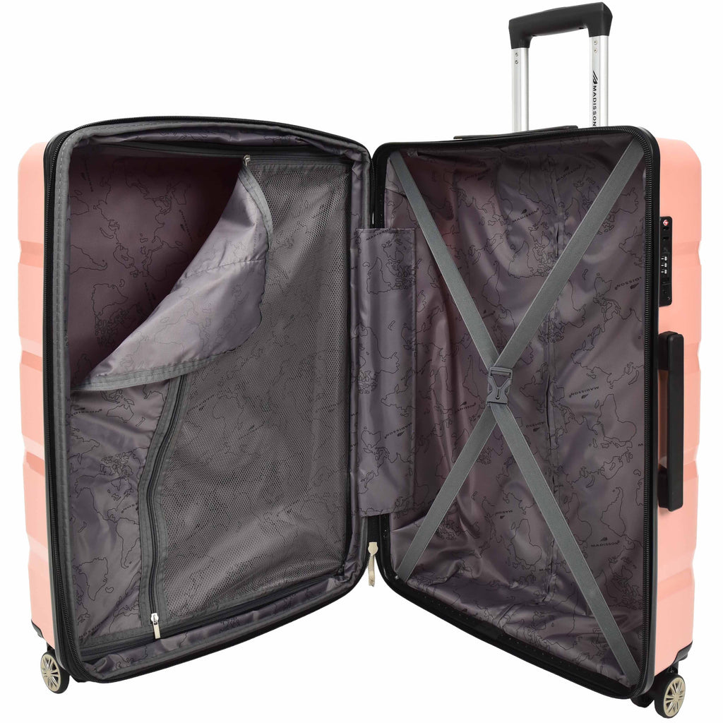 DR646 Expandable Travel Suitcases Hard Shell Four Wheel PP Luggage Rose Gold 6