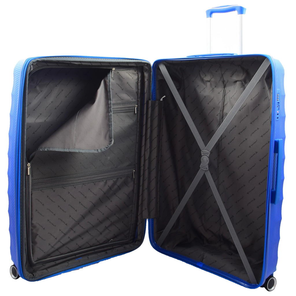 DR541 Expandable ABS Luggage with 8 Wheels Blue 6