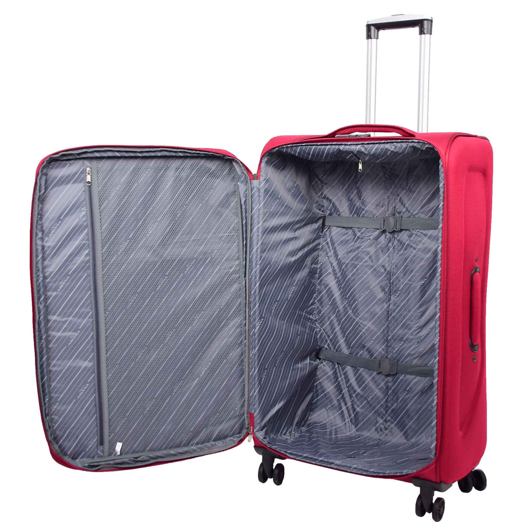DR568 Soft Case Four Wheel Travel Luggage Suitcase Burgundy 15