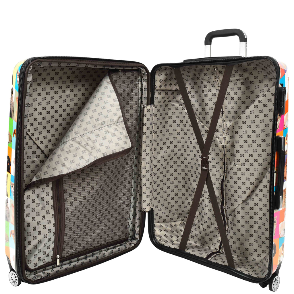 DR628 Hard Shell 4-Wheeled Luggage Dogs and Cats Print Expandable Suitcase 6