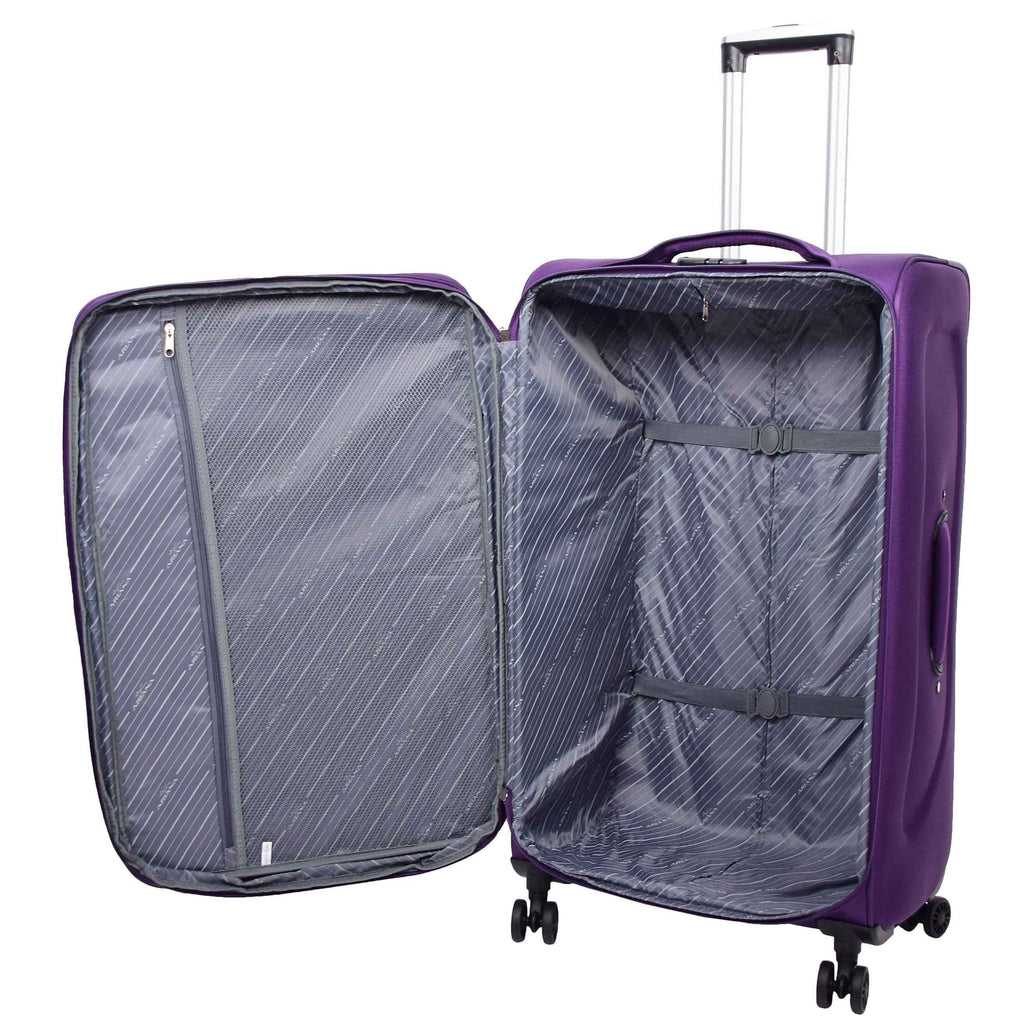 DR568 Soft Case Four Wheel Travel Luggage Suitcase Purple 15