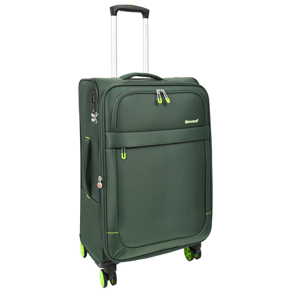 DR627 Eight Spinner Wheeled Soft Expandable Suitcase Green 7