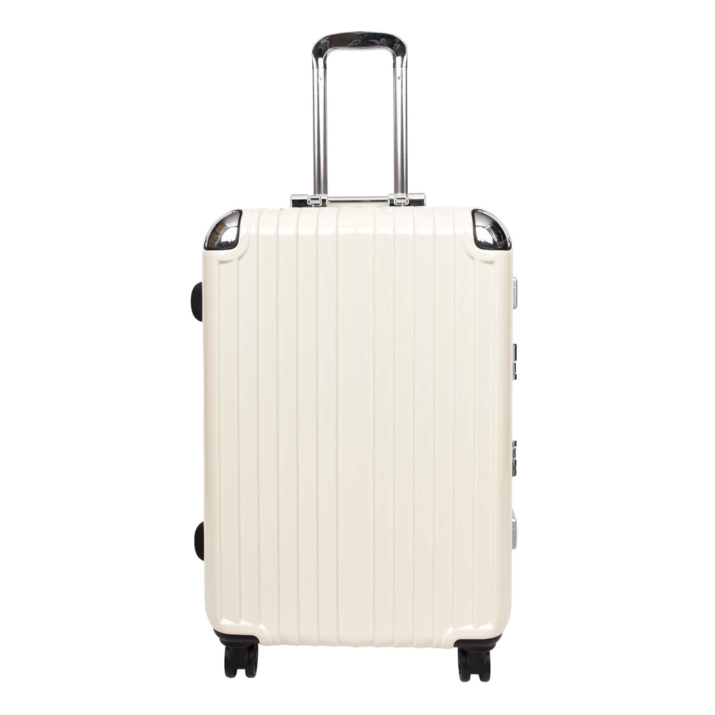 DR693 Four Wheel Suitcase Metal Frame Hard Shell Luggage Off White-3