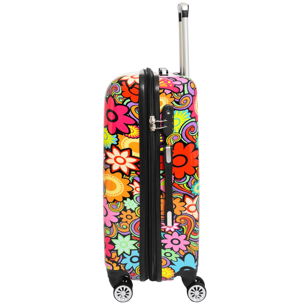 DR576 Expandable Hard Shell Suitcase Four Wheel Luggage Flower Print 18