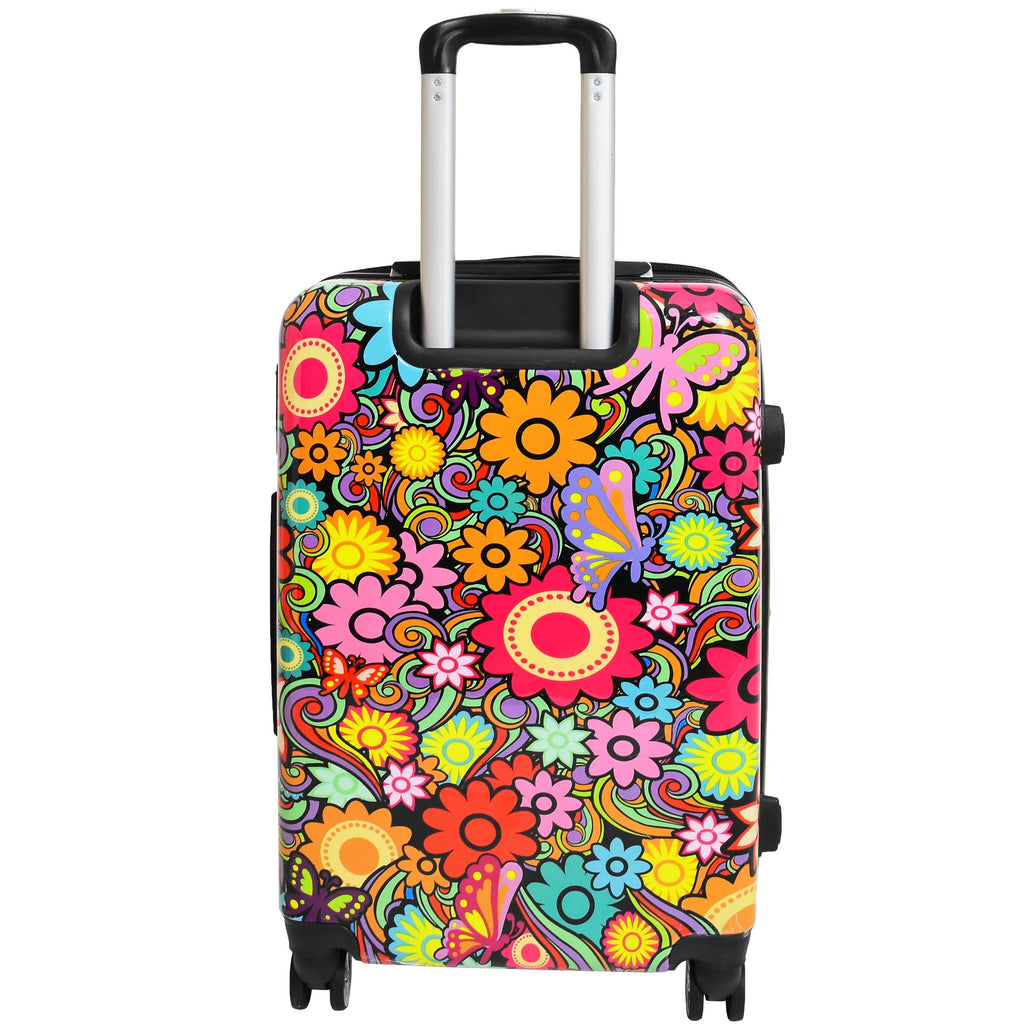 DR576 Expandable Hard Shell Suitcase Four Wheel Luggage Flower Print 19