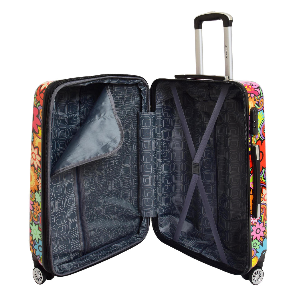 DR576 Expandable Hard Shell Suitcase Four Wheel Luggage Flower Print 20