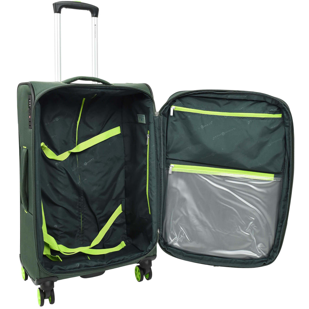 DR627 Eight Spinner Wheeled Soft Expandable Suitcase Green 11