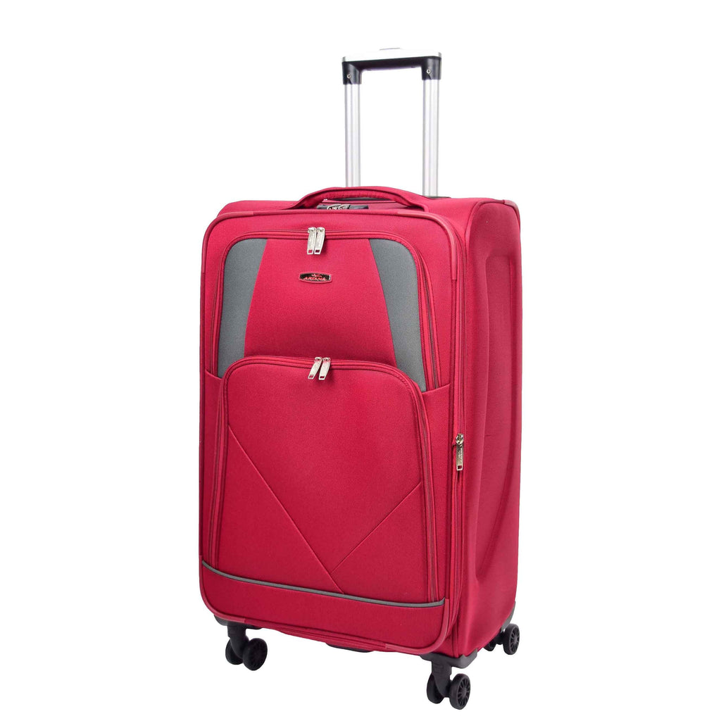 DR568 Soft Case Four Wheel Travel Luggage Suitcase Burgundy 6