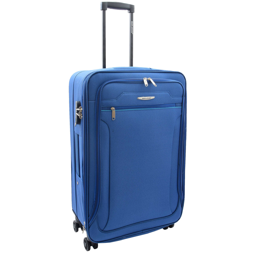 DR524 Expandable Lightweight Soft Luggage Suitcases With Four Wheels Blue 13