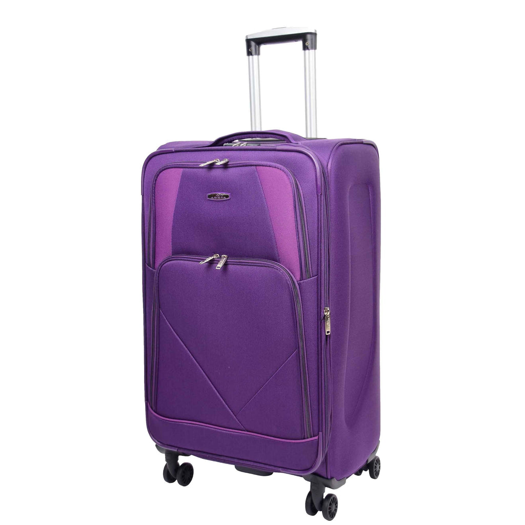 DR568 Soft Case Four Wheel Travel Luggage Suitcase Purple 6