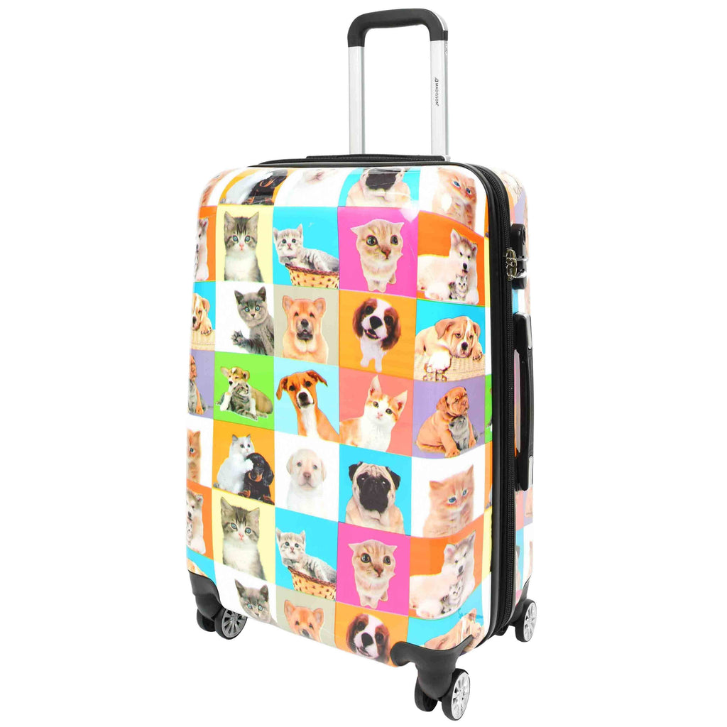 DR628 Hard Shell 4-Wheeled Luggage Dogs and Cats Print Expandable Suitcase 7