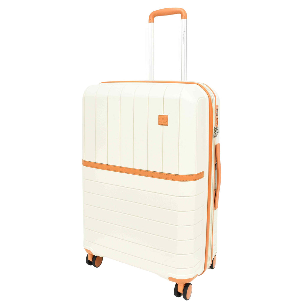 DR626 Hard Shell Expandable Suitcases Wheeled Luggage Milky 7