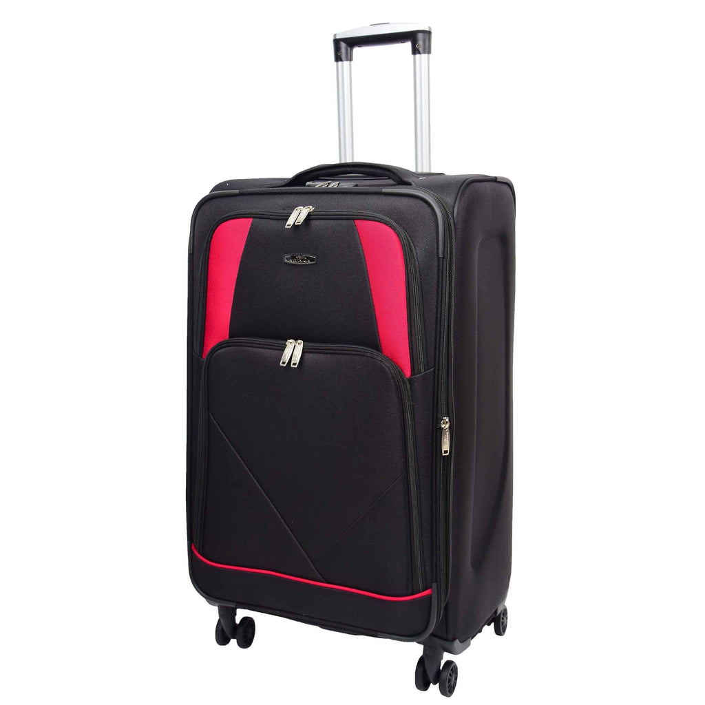 DR568 Soft Case Four Wheel Travel Luggage Suitcase Black 6