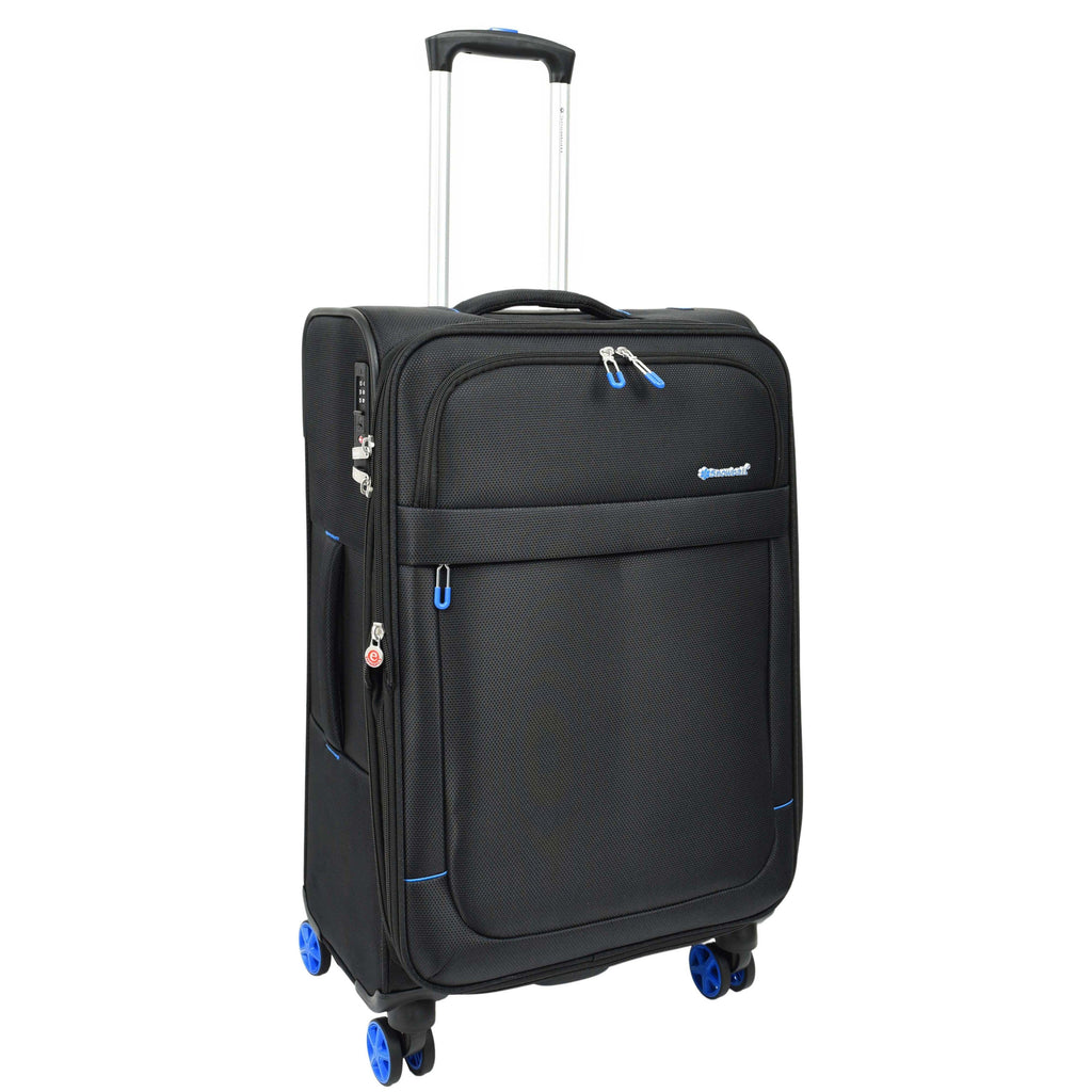 DR627 Eight Spinner Wheeled Soft Expandable Suitcase Black 7