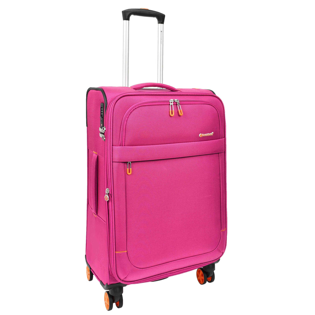 DR627 Eight Spinner Wheeled Soft Expandable Suitcase Pink 7