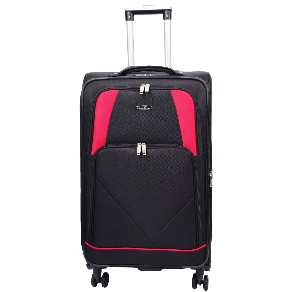 DR568 Soft Case Four Wheel Travel Luggage Suitcase Black 7