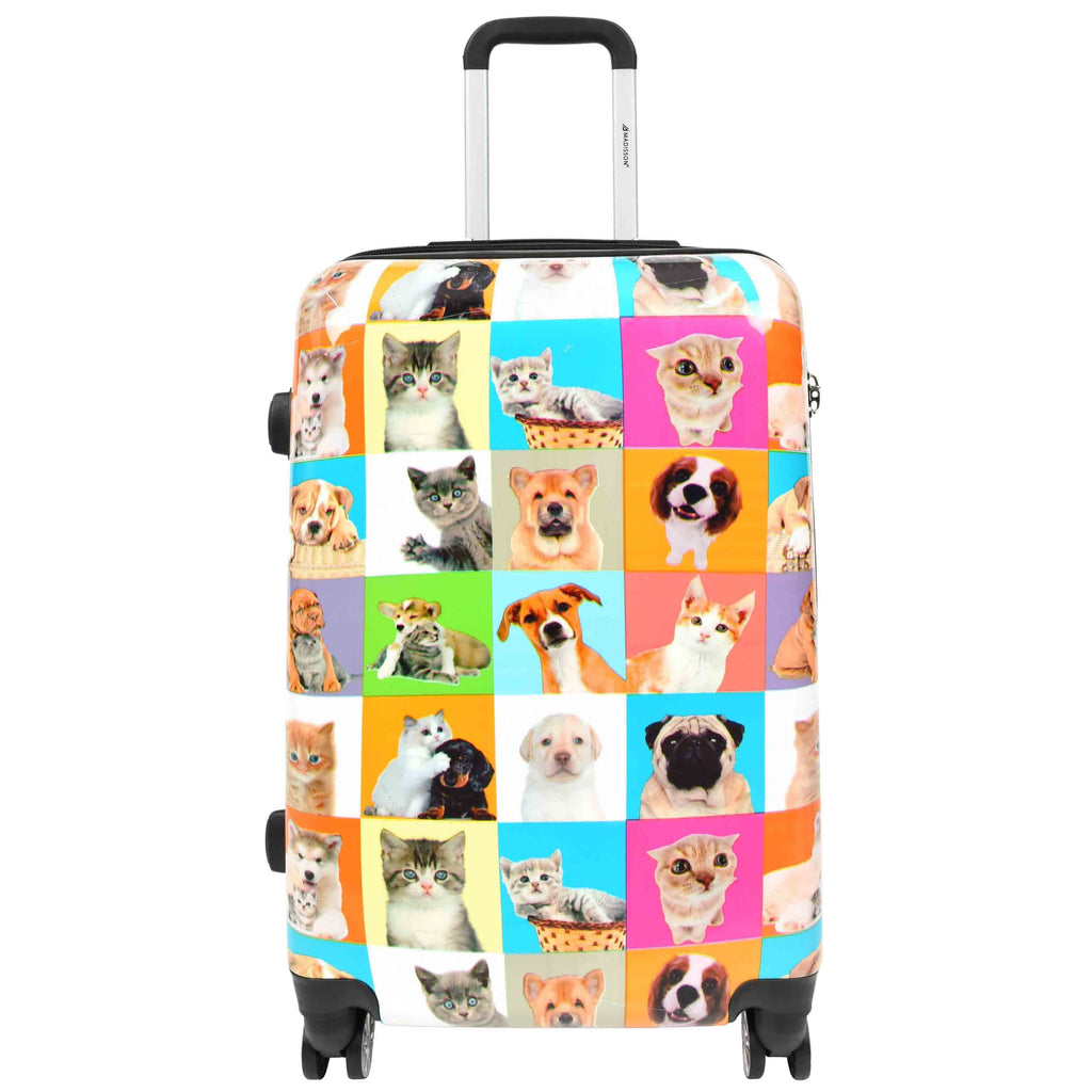 DR628 Hard Shell 4-Wheeled Luggage Dogs and Cats Print Expandable Suitcase 8