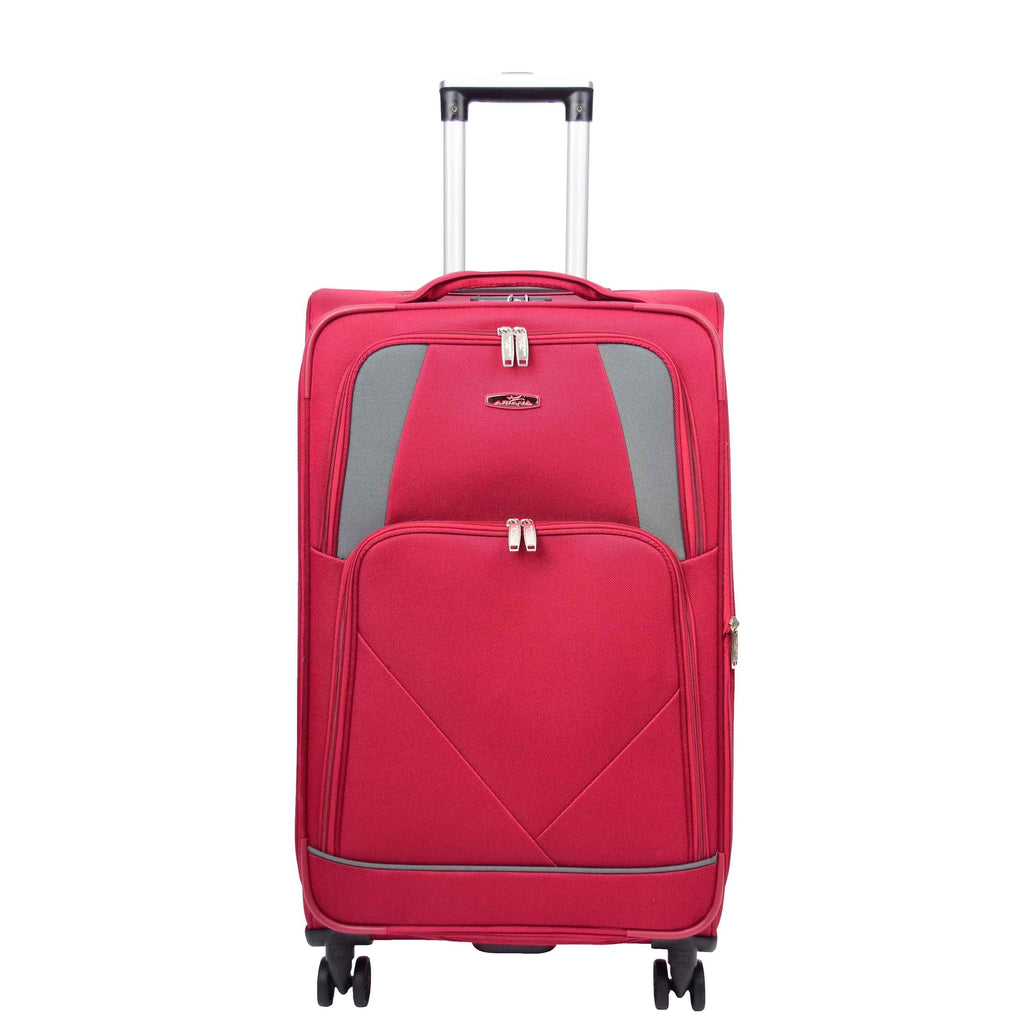 DR568 Soft Case Four Wheel Travel Luggage Suitcase Burgundy 7