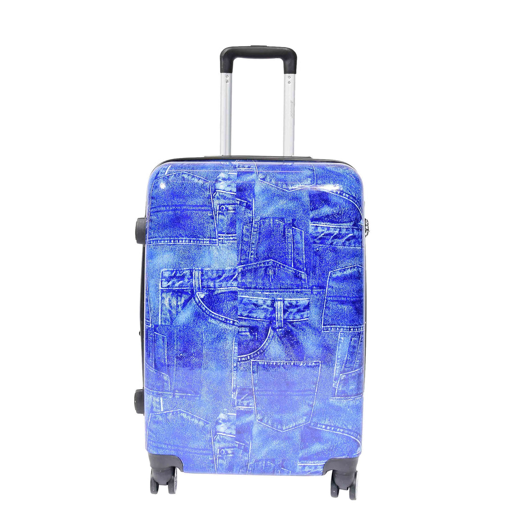 DR634 Jeans Print ABS Hard Four Wheels Luggage Blue 8