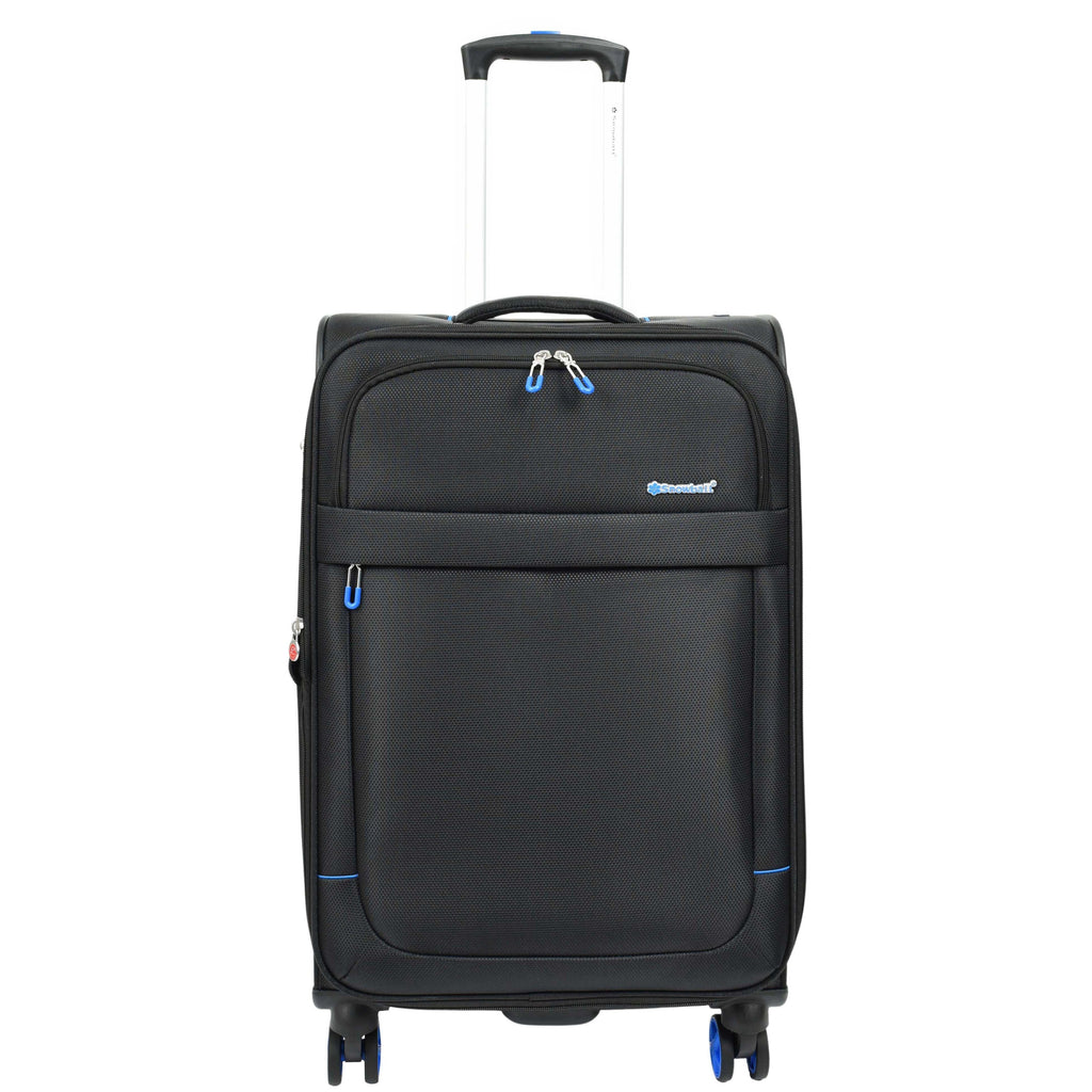 DR627 Eight Spinner Wheeled Soft Expandable Suitcase Black 8