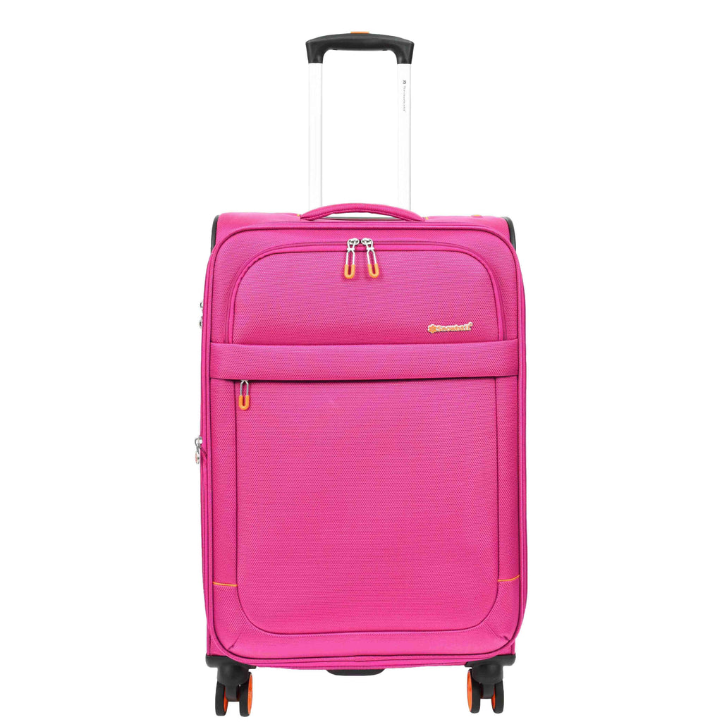 DR627 Eight Spinner Wheeled Soft Expandable Suitcase Pink 9