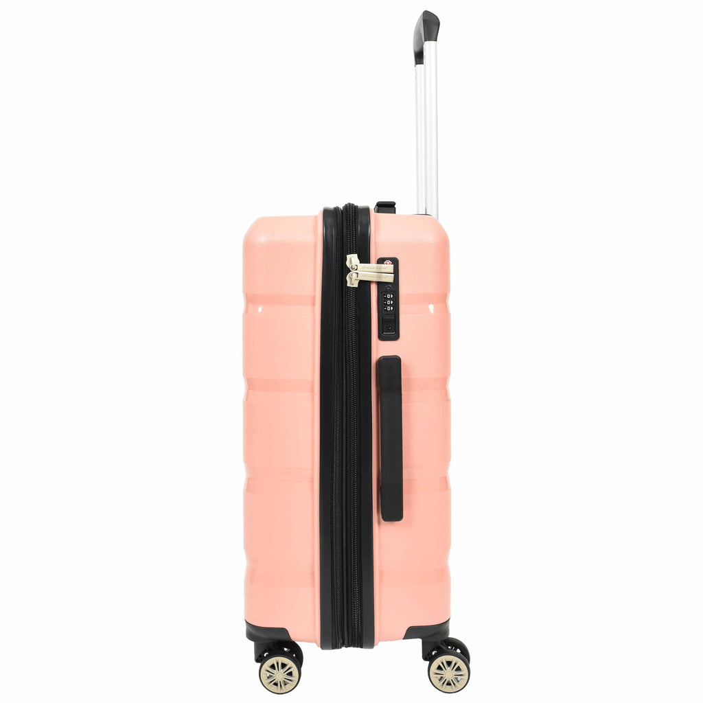 DR646 Expandable Travel Suitcases Hard Shell Four Wheel PP Luggage Rose Gold 9