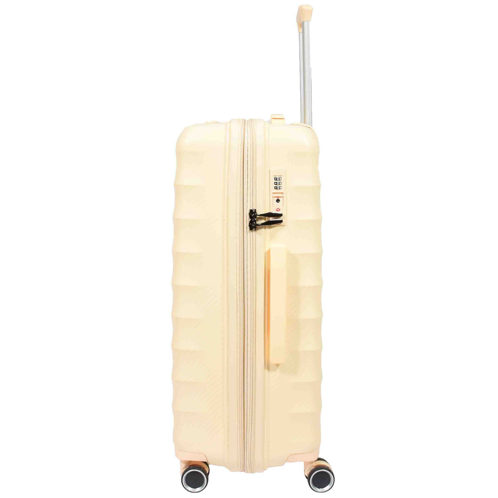 DR541 Expandable ABS Luggage With 8 Wheels Off White 9
