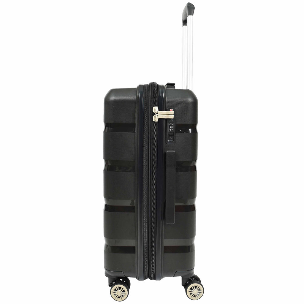 DR646 Expandable Travel Suitcases Hard Shell Four Wheel PP Luggage Black 9
