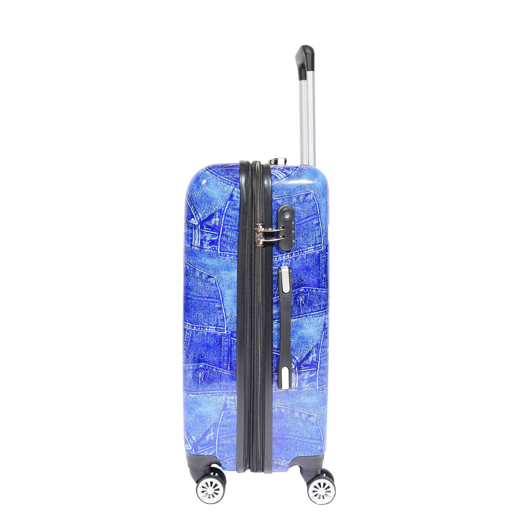 DR634 Jeans Print ABS Hard Four Wheels Luggage Blue 9
