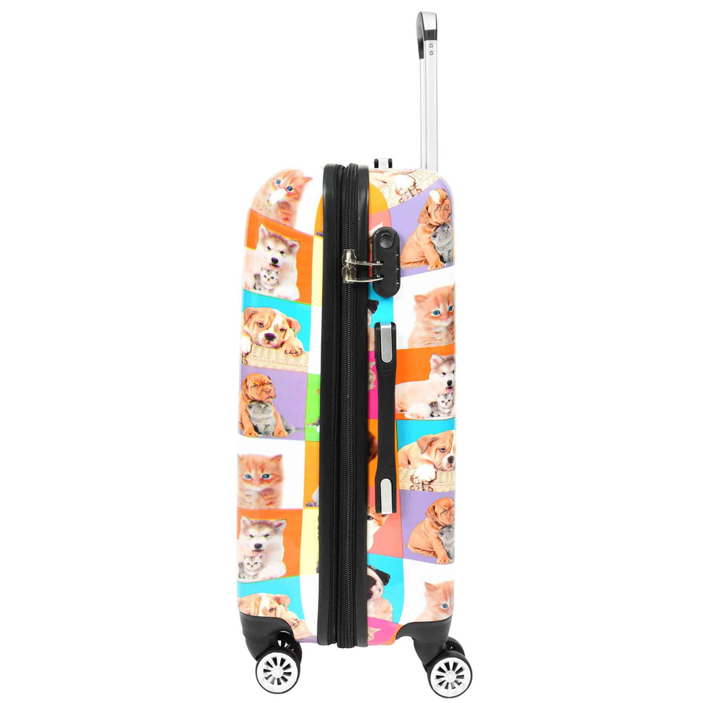 DR628 Hard Shell 4-Wheeled Luggage Dogs and Cats Print Expandable Suitcase 9