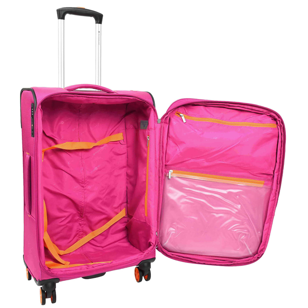 DR627 Eight Spinner Wheeled Soft Expandable Suitcase Pink 10