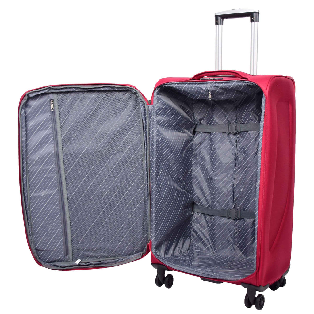 DR568 Soft Case Four Wheel Travel Luggage Suitcase Burgundy 10