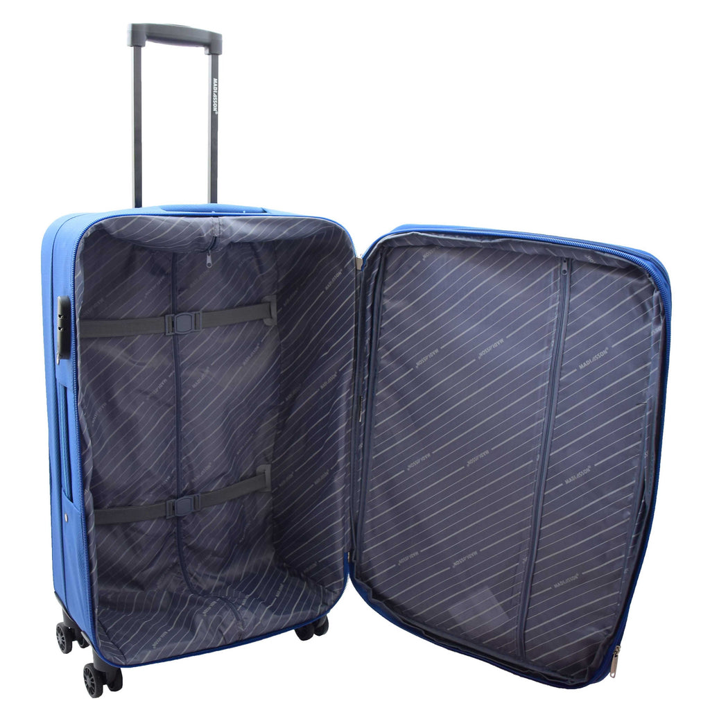 DR524 Expandable Lightweight Soft Luggage Suitcases With Four Wheels Blue 17